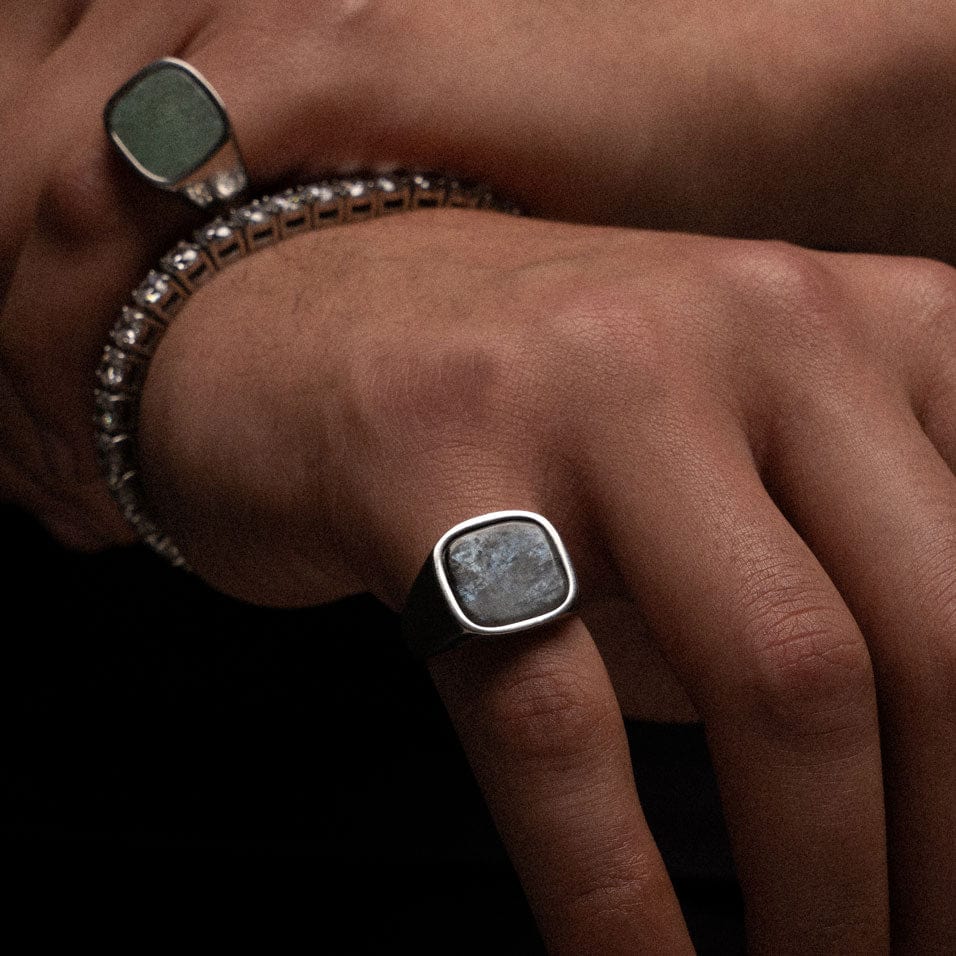 Square Black Spectrolite Ring - Image 3